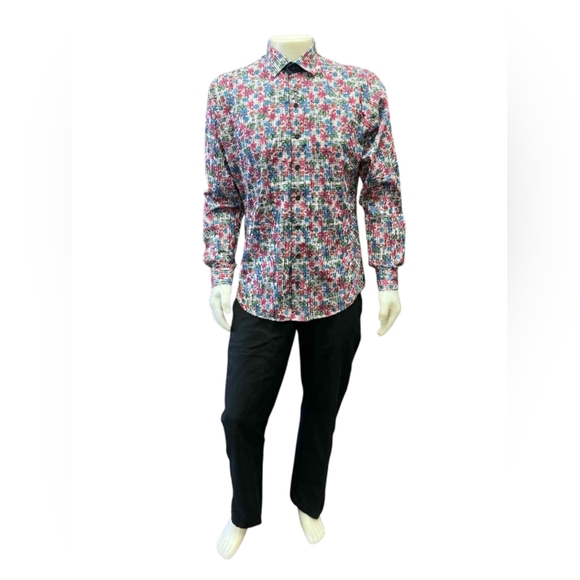 Au Noir Plaid Floral Button Down Longsleeve Pink/Blue/Green/White Size 5 Shirt - Picture 2 of 7